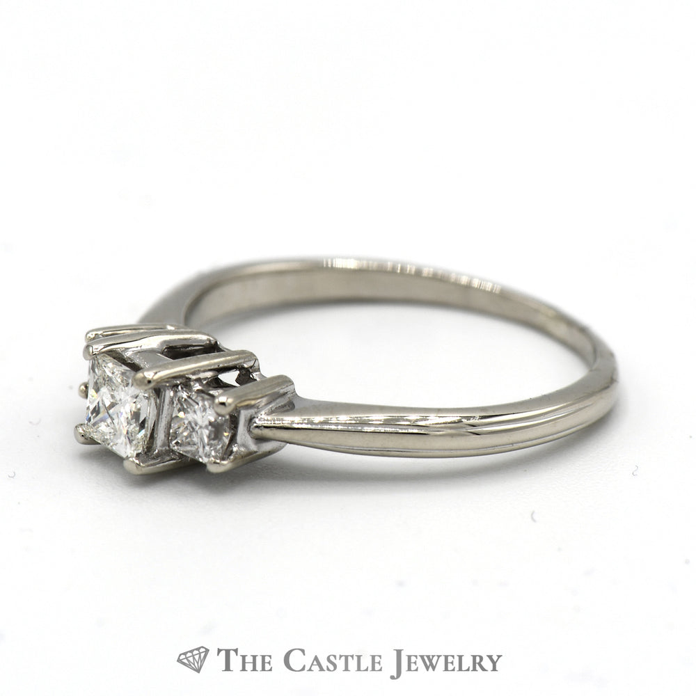 1/2cttw Princess Cut Three Stone Diamond Engagement Ring in 14k White Gold