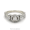 1cttw Round Diamond Engagement Ring with Diamond Halo and Accented Twisted Sides in 14k White Gold - Thumbnail 1