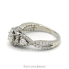 1cttw Round Diamond Engagement Ring with Diamond Halo and Accented Twisted Sides in 14k White Gold - Thumbnail 3