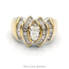 Marquise Shaped Diamond Solitaire with Baguette Cut Accents in 14k Yellow Gold - Thumbnail 1