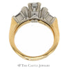 Princess Cut Diamond Solitaire Bridal Set with Marquise and Baguette Accents in 14k Yellow Gold - Thumbnail 2