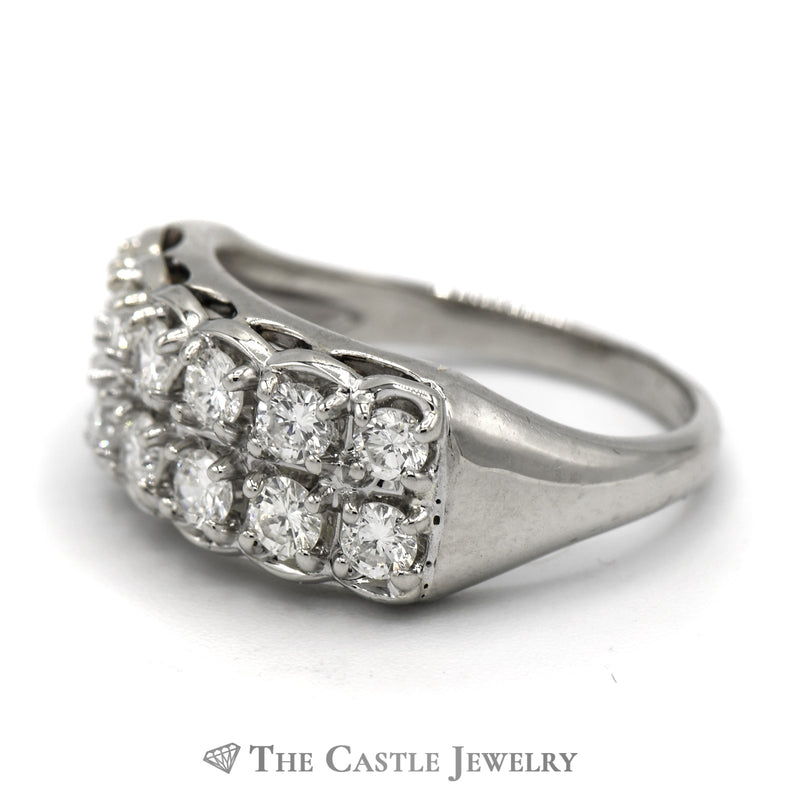 3/4cttw Double Row Diamond Band in 14k White Gold