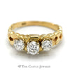 Three Stone Diamond Ring with Nugget Designed Sides in 14k Yellow Gold - Thumbnail 1