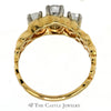 Three Stone Diamond Ring with Nugget Designed Sides in 14k Yellow Gold - Thumbnail 2