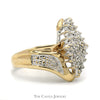 Marquise Shaped Diamond Cluster Bypass Ring in 10k Yellow Gold - Thumbnail 3