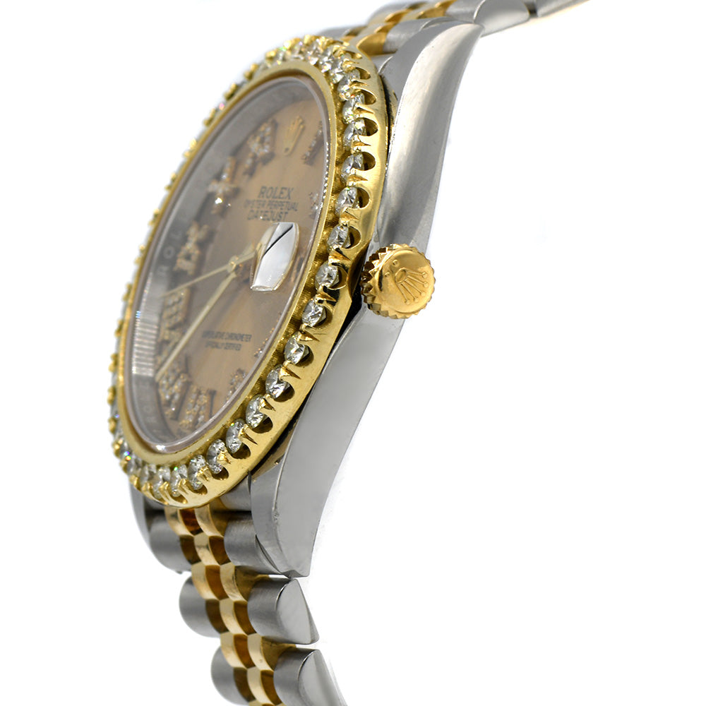 Rolex Datejust 126333 Quickset Diamond Bezel and Roman Numeral Dial in 18k Yellow Gold and Stainless Steel