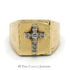 Diamond Cross Ring  with Diamond Cut Starburst Sides in 10k Yellow Gold - Thumbnail 1