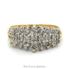 1/2cttw 3 Row Diamond Cluster Band in 10k Yellow Gold - Thumbnail 1