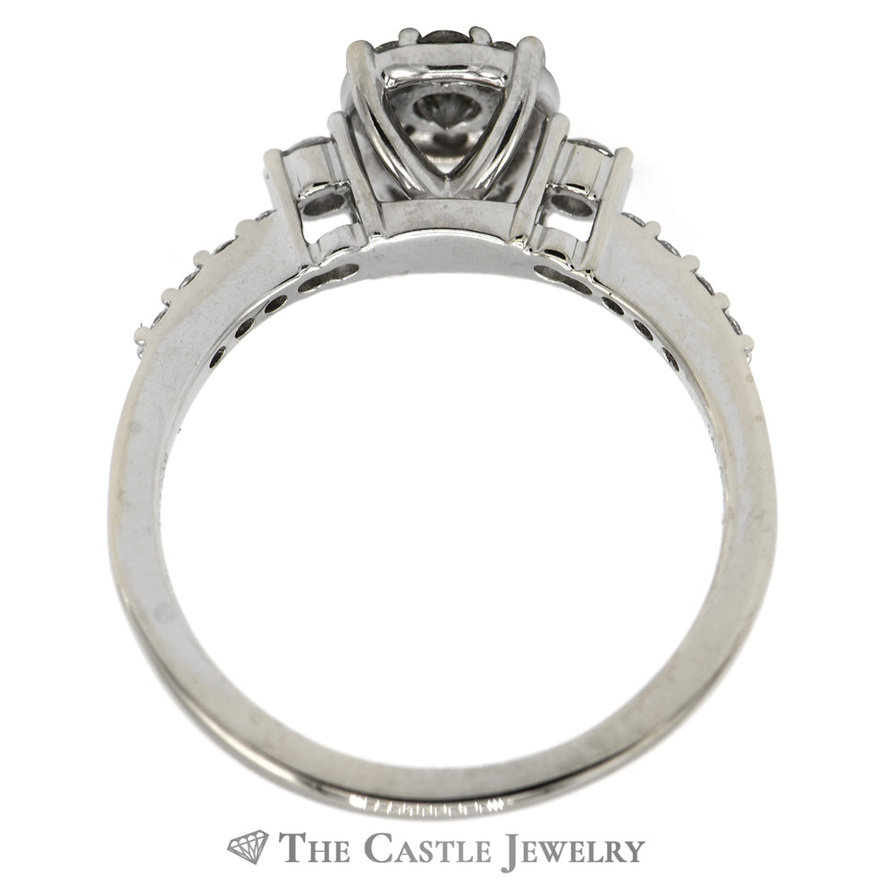1/2cttw Round Diamond Cluster Engagement Ring in Diamond Accented 14k White Gold Setting