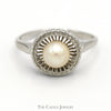 5.5mm Pearl Ring with Circular Open Bezel in 14k White Gold - Thumbnail 1