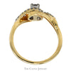 Round Diamond Ring with Swirled Diamond Accents in 10k Yellow Gold Open Crossover Setting - Thumbnail 2