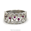 Open Heart Designed Ruby Band in 14k White Gold - Thumbnail 1