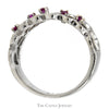 Open Heart Designed Ruby Band in 14k White Gold - Thumbnail 2