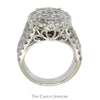 4cttw Oval Shaped Diamond Cluster Ring with Wide Diamond Accented Split Shank Sides in 14k White Gold - Thumbnail 2
