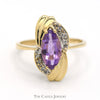Marquise Shaped Amethyst Ring with Diamond Accents in 10k Yellow Gold - Thumbnail 1