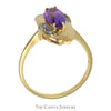 Marquise Shaped Amethyst Ring with Diamond Accents in 10k Yellow Gold - Thumbnail 2