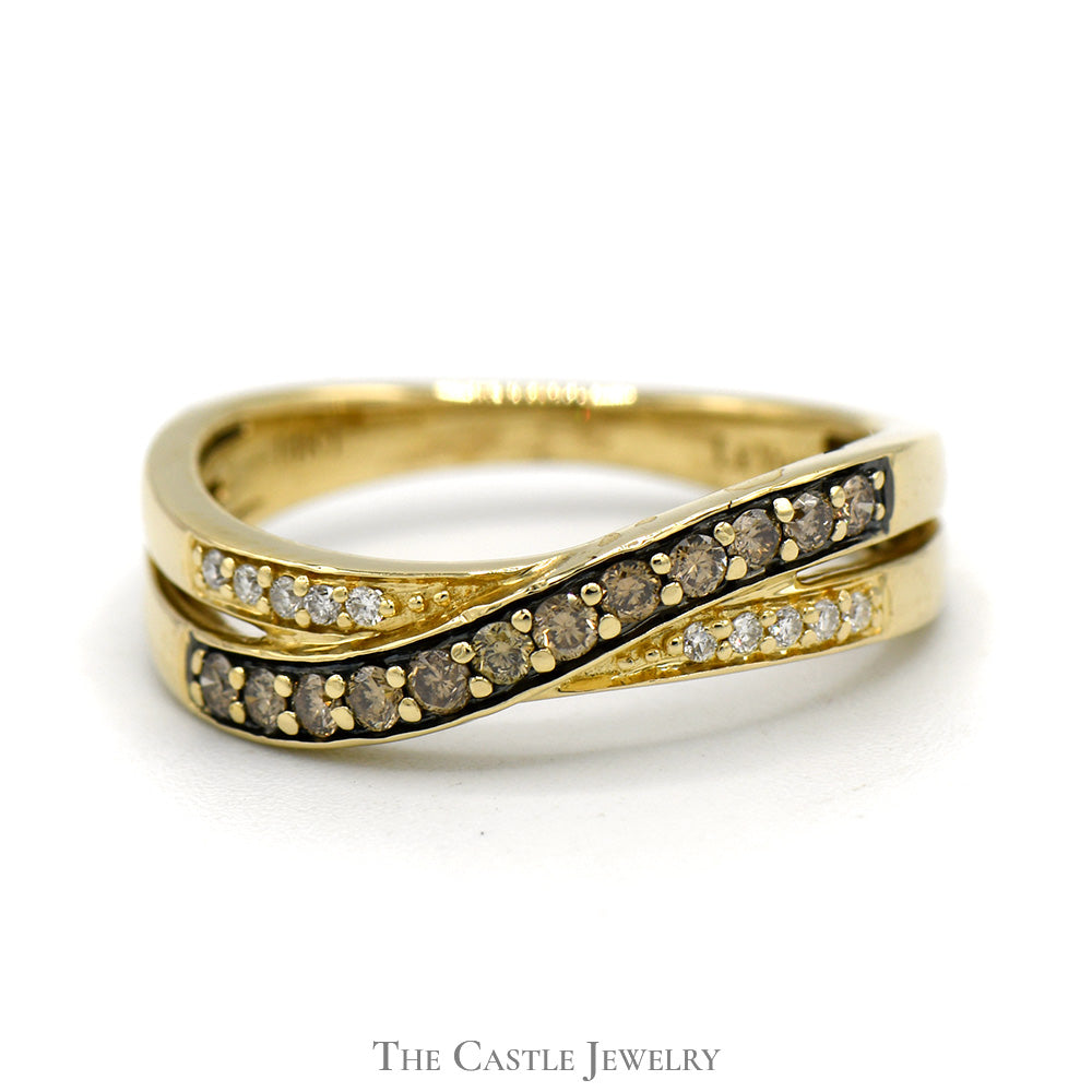 Le Vian Chocolate and White Diamond Crossover Band in 14k Yellow Gold