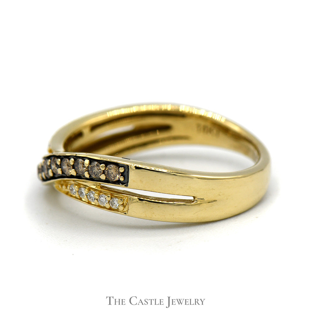 Le Vian Chocolate and White Diamond Crossover Band in 14k Yellow Gold