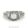 Gabriel & Co. 1.17cttw Round Diamond Engagement Ring with Diamond Halo & Accents in 14k White Gold - Thumbnail 1
