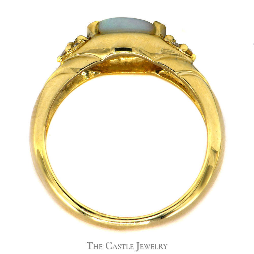 Opal Ring with Diamond Accents in 14k Yellow Gold