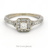 1/2cttw Princess Cut Diamond Engagement Ring with Halo and Accents in 10k White Gold - Thumbnail 1