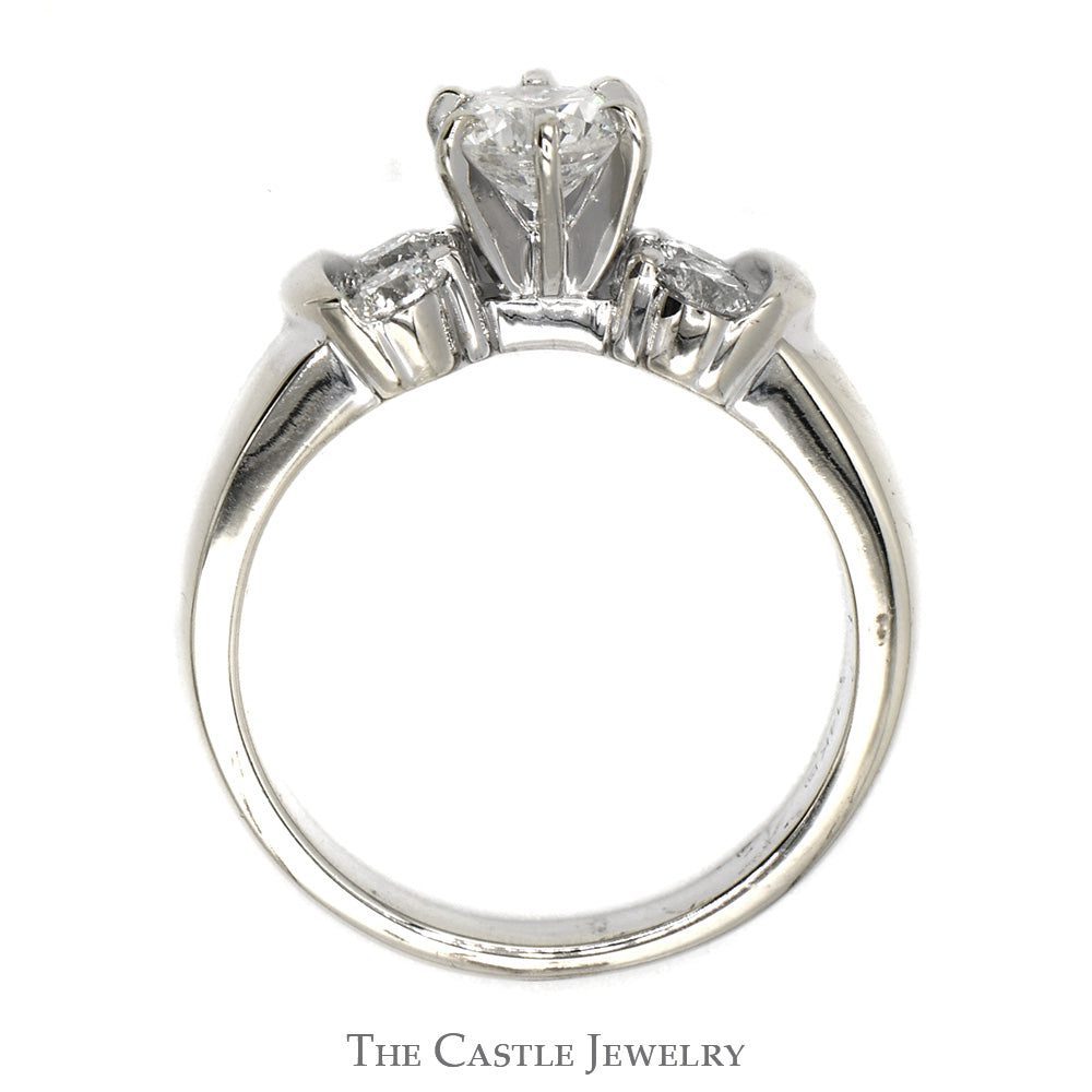1.05cttw Diamond Solitaire Engagement Ring with Diamond Accents in 14k White Gold