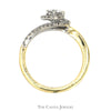 1/2cttw Bypass Diamond Solitaire Ring with Diamond Halo and Accents in 14k Yellow Gold - Thumbnail 2