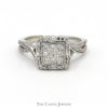 Square Shaped Diamond Cluster Ring with Diamond Accented Twisted Sides in 10k White Gold - Thumbnail 1