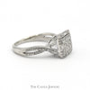 Square Shaped Diamond Cluster Ring with Diamond Accented Twisted Sides in 10k White Gold - Thumbnail 3