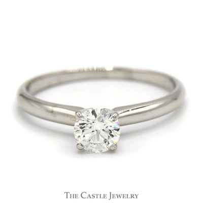 .53ct Round Diamond Solitaire Engagement Ring in 14k White Gold Tiffany Mounting