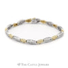 Diamond Bar Link Bracelet in Two Tone 10k White & Yellow Gold - Thumbnail 1