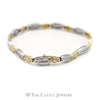 Diamond Bar Link Bracelet in Two Tone 10k White & Yellow Gold - Thumbnail 3