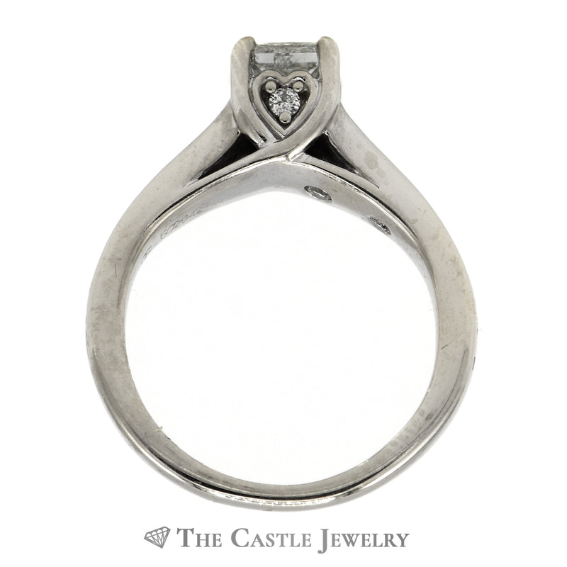 3/4cttw Princess Cut Diamond Engagement Ring with Channel Set Diamond Accents in 14k White Gold