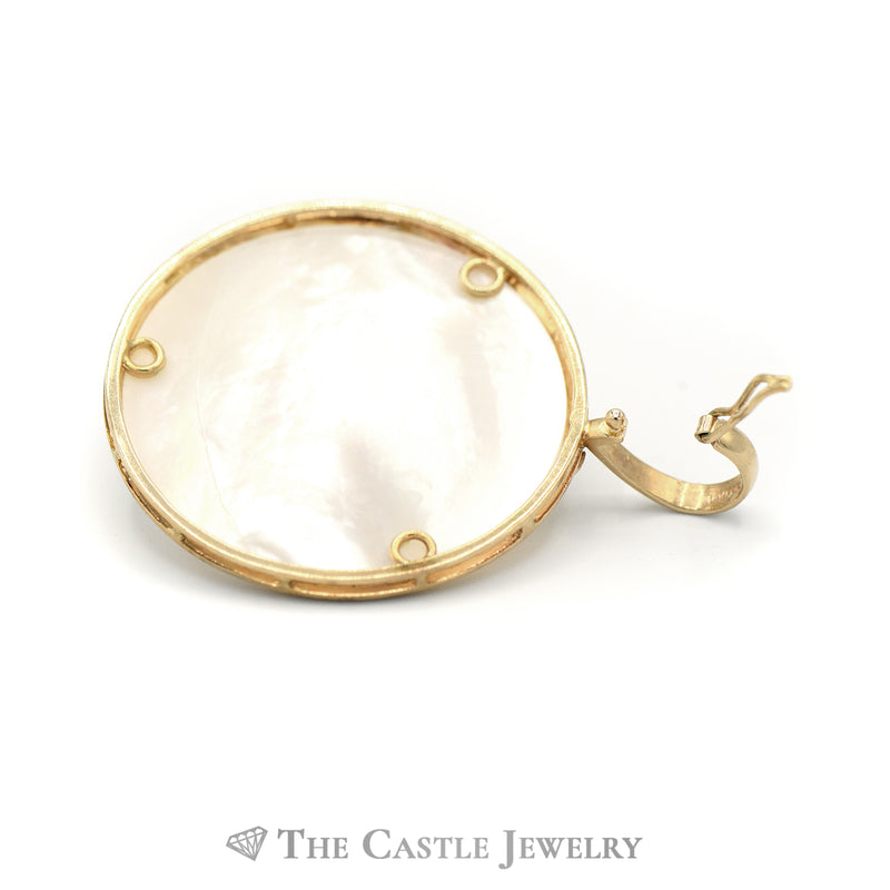 Round Mabe Pearl with Mother of Pearl Bezel Pendant in 14KT Yellow Gold