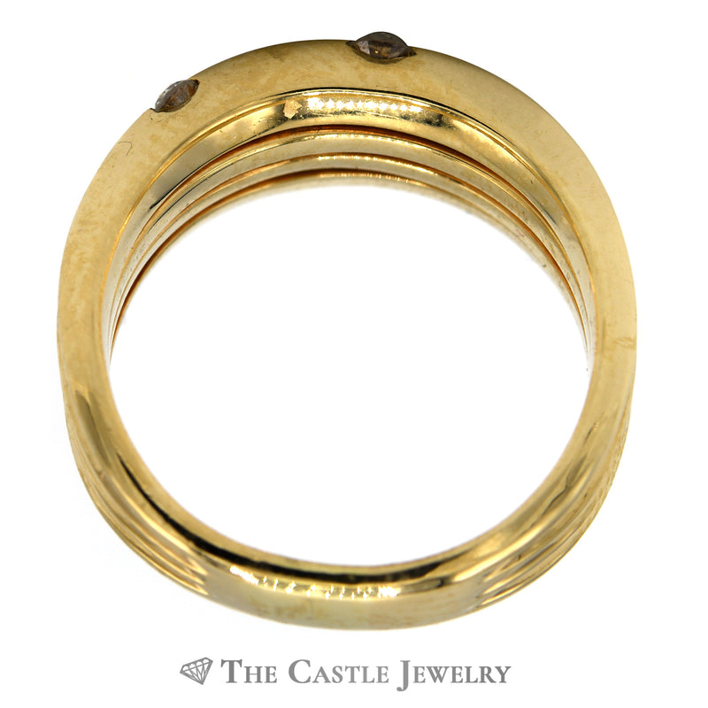 Freeform Diamond Cluster Band with Open Ridges in 14k Yellow Gold