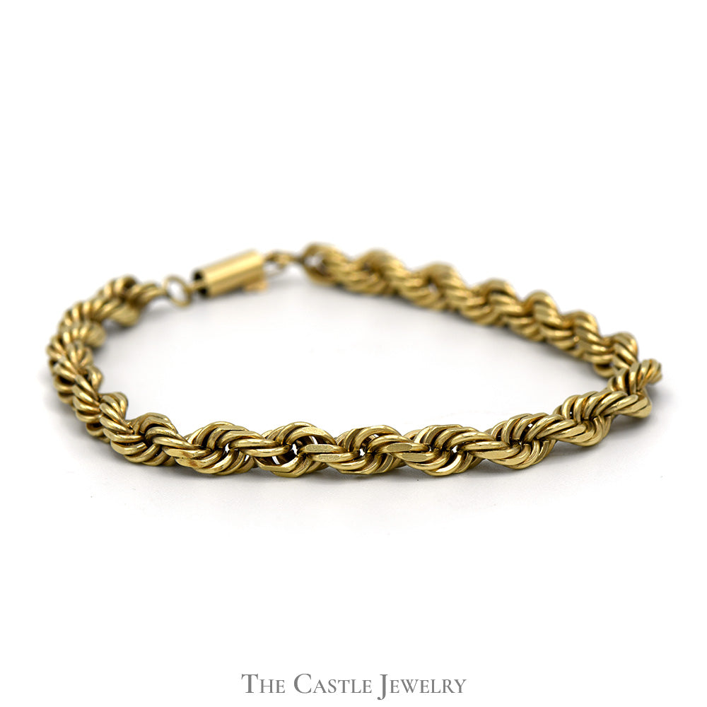 8 Inch 10k Yellow Gold 5.3mm Thick Rope Bracelet
