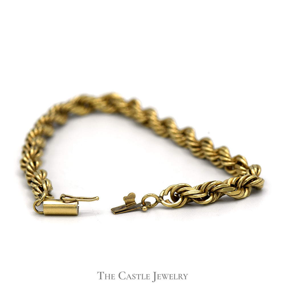 8 Inch 10k Yellow Gold 5.3mm Thick Rope Bracelet