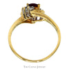 Oval Ruby Bypass Ring with Diamond Accent in 10k Yellow Gold - Thumbnail 2