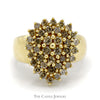 Pear Shaped Cocoa Diamond Cluster Ring in 10k Yellow Gold Wide Band - Thumbnail 1