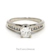 1.02cttw Princess Cut Diamond Engagement Ring with Channel Set Diamond Accents in 18k White Gold - Thumbnail 1