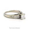 1.02cttw Princess Cut Diamond Engagement Ring with Channel Set Diamond Accents in 18k White Gold - Thumbnail 3