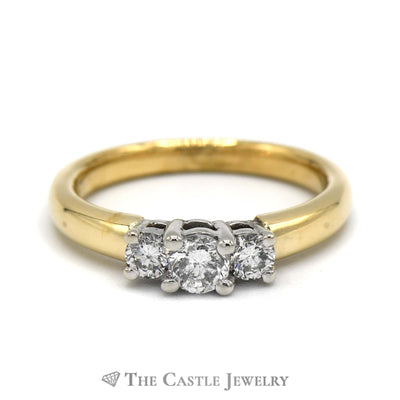 1/2cttw Three Stone Diamond Engagement Ring in 14k Yellow Gold