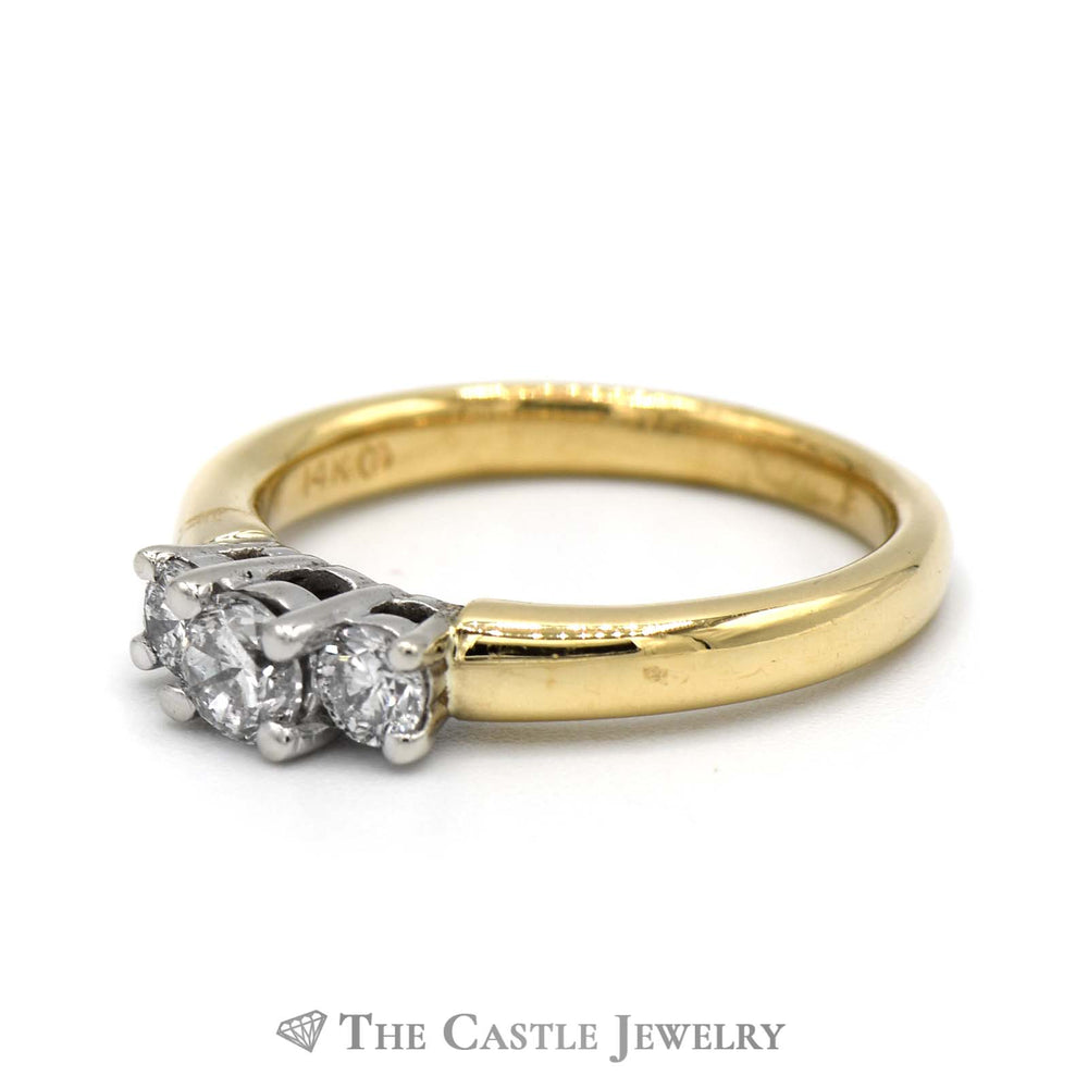 1/2cttw Three Stone Diamond Engagement Ring in 14k Yellow Gold
