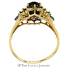 Oval Sapphire Ring with Tanzanite Cluster Sides in 10k Yellow Gold - Thumbnail 2
