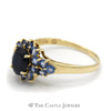 Oval Sapphire Ring with Tanzanite Cluster Sides in 10k Yellow Gold - Thumbnail 3