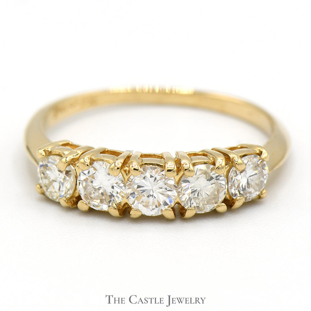 1cttw 5 Round Diamond Band in 14k Yellow Gold