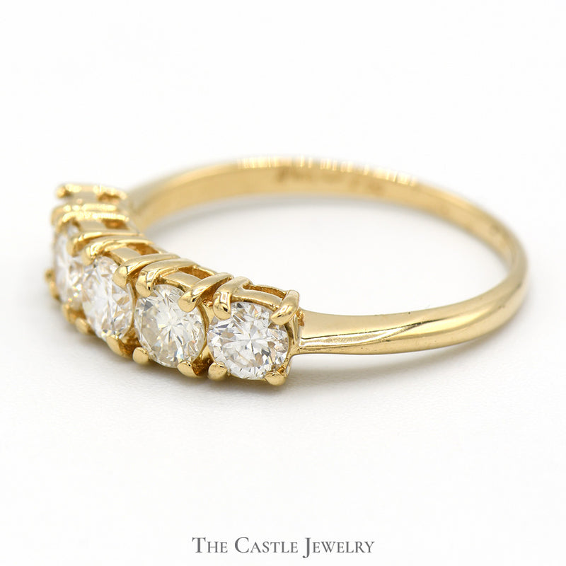 1cttw 5 Round Diamond Band in 14k Yellow Gold