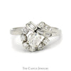Antique Style 1cttw Diamond Cluster Ring with Fanned Design in 14k White Gold - Thumbnail 1