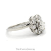 Antique Style 1cttw Diamond Cluster Ring with Fanned Design in 14k White Gold - Thumbnail 3