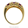 Baguette Ruby and Round Diamond Cluster Band in 14k Yellow Gold - Thumbnail 2